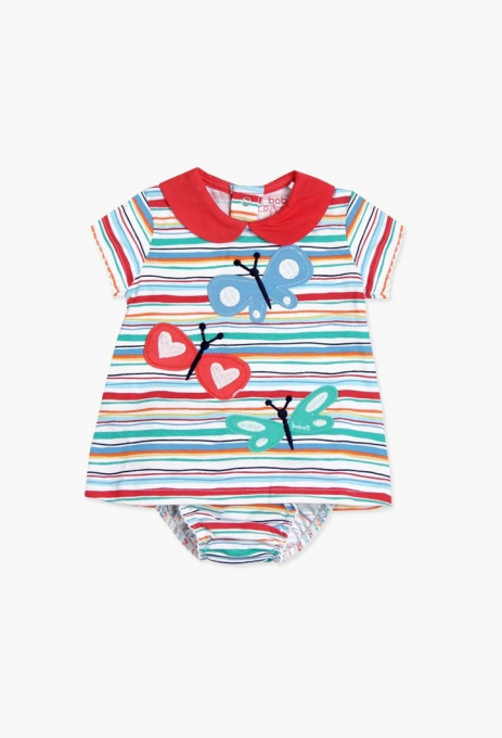 Rochita bebe fetita cu chilot ,multicolor, aplicatii fluturi Boboli