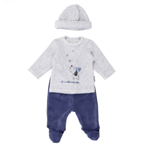 Set bebe baiat 3 piese , gri/indigo, Babybol