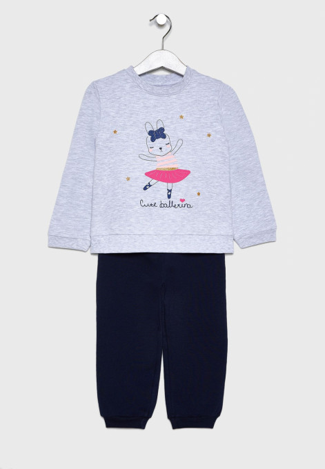 Trening fete 2 piese , gri/navy, Babybol