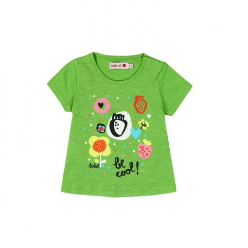 Tricou verde fetite cu imprimeu, Boboli