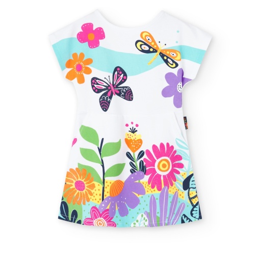 Rochie fete bumbac jersey, imprimeu fluturi, multicolor, Boboli