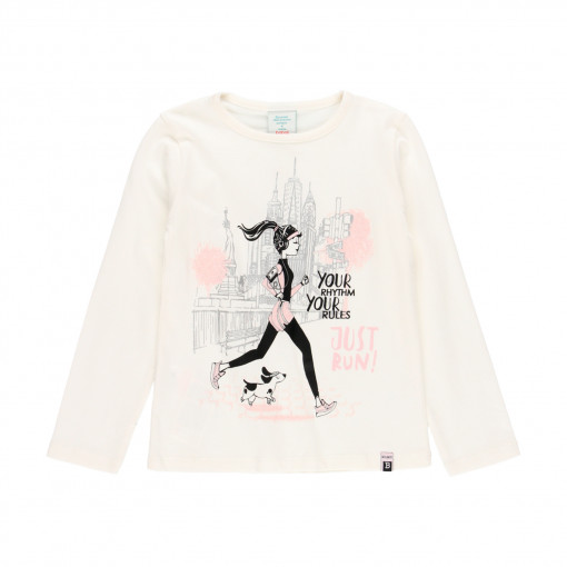 Tricou maneca lunga fete, bumbac, new york, Boboli