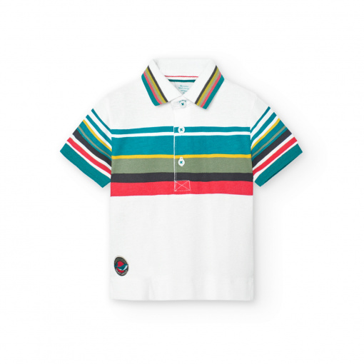 Tricou polo baiat, maneca scurta, dungi multicolore, Boboli