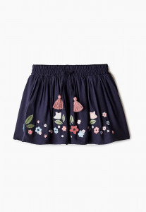 Fusta cu flori brodate, navy, 7028 - Img 1