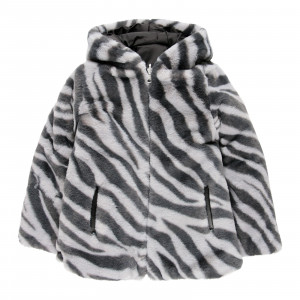 Geaca fete reversibila cu blanita, animal print, Boboli - Img 2
