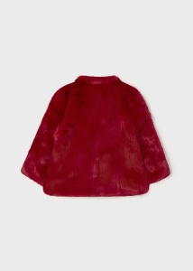 Haina fetite din blanita, funda aplicata, culoare rosie - Img 2