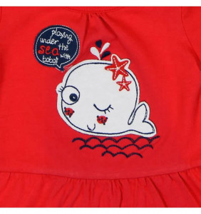 Rochie bebe fetita cu maneca scurta, rosie, Boboli - Img 3