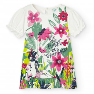 Rochie fetita maneca scurta, imprimeu floral, Boboli - Img 1