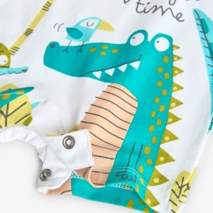 Salopeta maneca scurta bebe baiat, imprimeu dino, alba, brand Boboli - Img 4