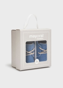 Pantofior bebe baiat cu siret, piele, bleu, Mayoral - Img 2