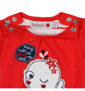Rochie bebe fetita cu maneca scurta, rosie, Boboli - Img 4