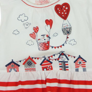 Salopeta bebe fetita cu aspect 2 in 1, imprimeu grafic, rosie , Boboli - Img 4