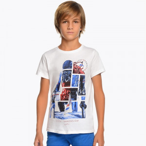 Tricou maneca scurta baiat 8-18 ani Mayoral, alb - Img 1