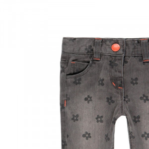 Pantalon jeans fete gri , imprimeu flori, Boboli - Img 3