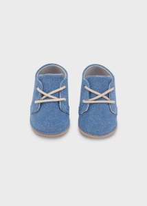 Pantofior bebe baiat cu siret, piele, bleu, Mayoral - Img 3