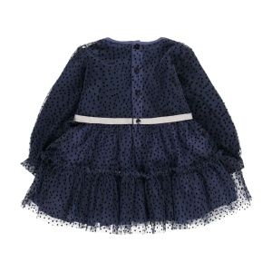 Rochie eleganta fetite 1-8 ani, tulle cu buline catifea, funda argintie, navy, brand Boboli - Img 3