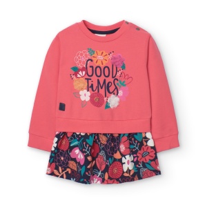 Rochie fetite 1-8 ani, bumbac better cotton, aplicatii florale, brand Boboli - Img 3