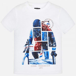 Tricou maneca scurta baiat 8-18 ani Mayoral, alb - Img 2