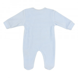 Babybol, Salopeta catifea bebe baiat cu botosei, dungi blue - Img 2