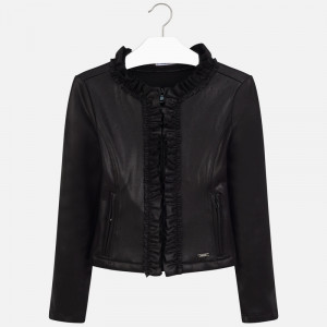 Jacheta fete imitatie piele Mayoral, neagra - Img 1