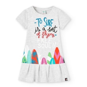 Rochie fete 1-8 ani, maneca scurta, bumbac fin, gri, brand Boboli - Img 1