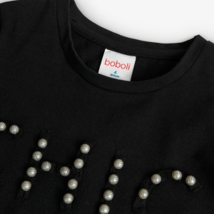 Tricou fete maneca lunga, gama CHIC, perle, negru, Boboli - Img 4