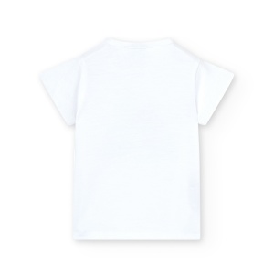Tricou maneca scurta fete 4-16 ani, bumbac better cotton, alb, brand Boboli - Img 2
