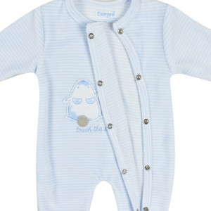 Babybol, Salopeta catifea bebe baiat cu botosei, dungi blue - Img 3