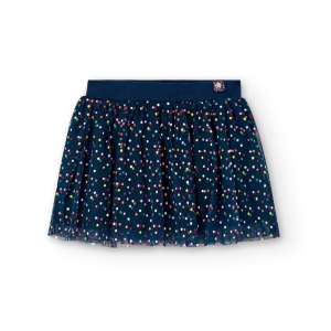 Fusta fete tulle cu buline multicolor, bleumarin, brand Boboli - Img 1