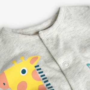 Salopeta nou nascut cu botosei, bumbac better cotton, animal print, gri, brand Boboli. - Img 4