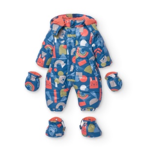 Salopeta zapada bebe, thermo, impermeabila, imprimeu multicolor, brand Boboli - Img 1