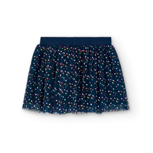 Fusta fete tulle cu buline multicolor, bleumarin, brand Boboli - Img 2