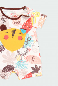 Salopeta bebe 0-24luni , animal print, bumbac organic , Boboli - Img 3