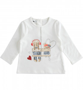 Tricou maneca lunga fetite, print gliterat, iDO - Img 1