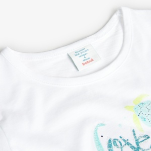 Tricou maneca scurta fete 4-16 ani, bumbac better cotton, alb, brand Boboli - Img 3
