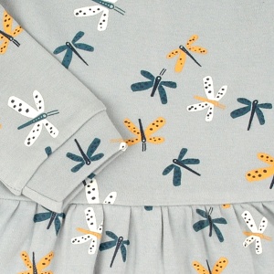 Rochie bumbac fetite, maneca lunga, imprimeu fluturi, brand Babybol - Img 2