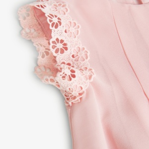 Rochie chifon roz fete, broderie, Boboli - Img 3