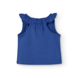 Top fete vara, bumbac better cotton, imprimeu floral, albastru indigo, Boboli - Img 2