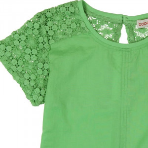 Tricou maneca scurta cu broderie Boboli verde - Img 3