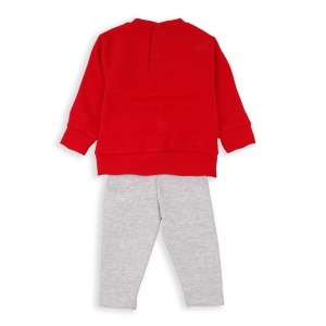Compleu fete bumbac vatuit, bluza rosie cu colant gri, Babybol - Img 2