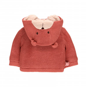 Jacheta tricot fetita, imblanita, gluga detasabila, Boboli - Img 3