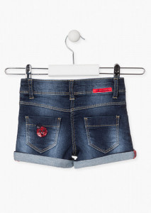 Pantalon scurt fete, broderie gargarite, denim - Img 2