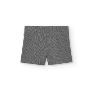Pantaloni scurti stofa fete 1-8 ani, stofa, pepit, gri Boboli - Img 3