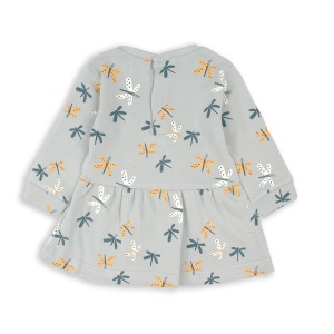 Rochie bumbac fetite, maneca lunga, imprimeu fluturi, brand Babybol - Img 3