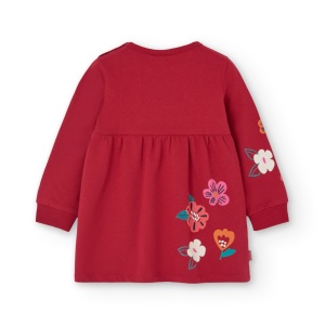 Rochie maneca lunga fetite, bumbac, imprimeu floral, rosie, brand Boboli - Img 2