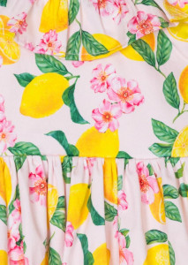 Rochie satin cu imprimeu florral si lamai , 2-8 ani - Img 1