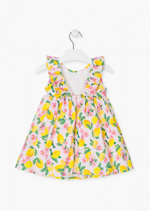 Rochie satin cu imprimeu florral si lamai , 2-8 ani - Img 2