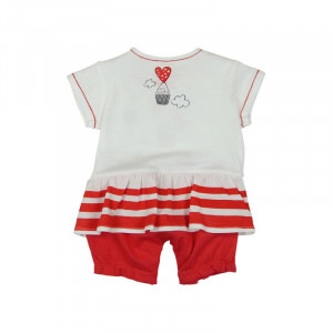 Salopeta bebe fetita cu aspect 2 in 1, imprimeu grafic, rosie , Boboli - Img 2