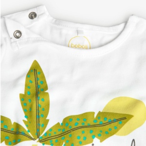Salopeta maneca scurta bebe baiat, imprimeu dino, alba, brand Boboli - Img 2