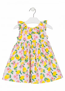 Rochie satin cu imprimeu florral si lamai , 2-8 ani - Img 3